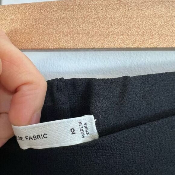 Babaton Fine Japanese Fabric Black Pull On Tapered High Waisted Ankle Pants 2 - Picture 6 of 15